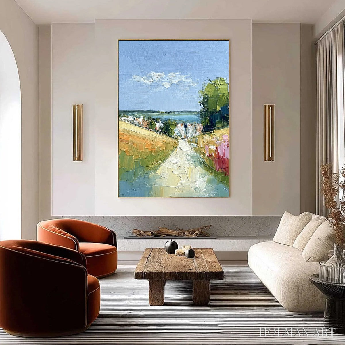 HOLMAN ART Via Al Mare – Textured Impasto Painting of a Coastal Village Path - image 2