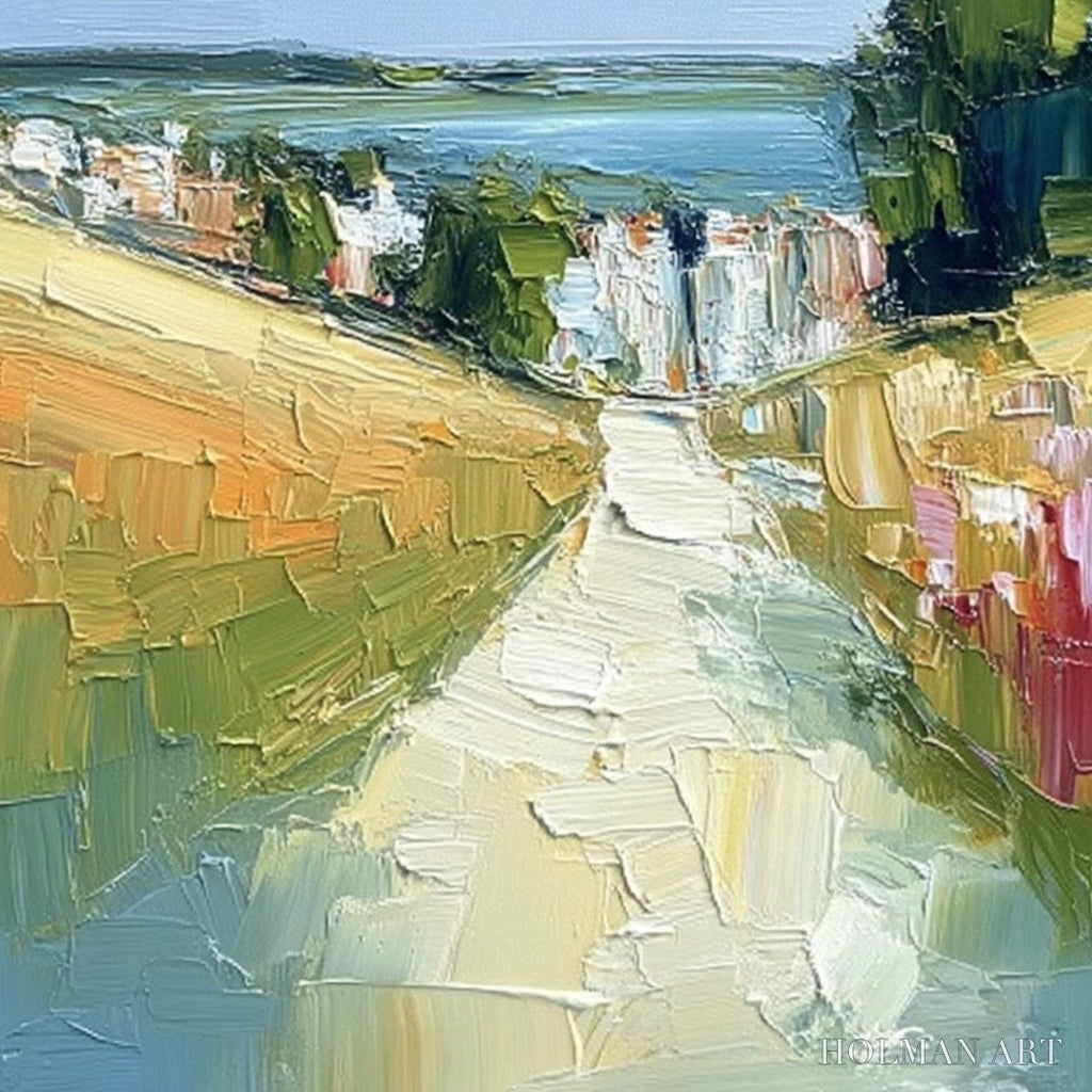 HOLMAN ART Via Al Mare – Textured Impasto Painting of a Coastal Village Path - image 3