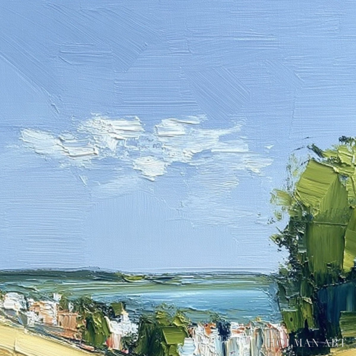 HOLMAN ART Via Al Mare – Textured Impasto Painting of a Coastal Village Path - image 5