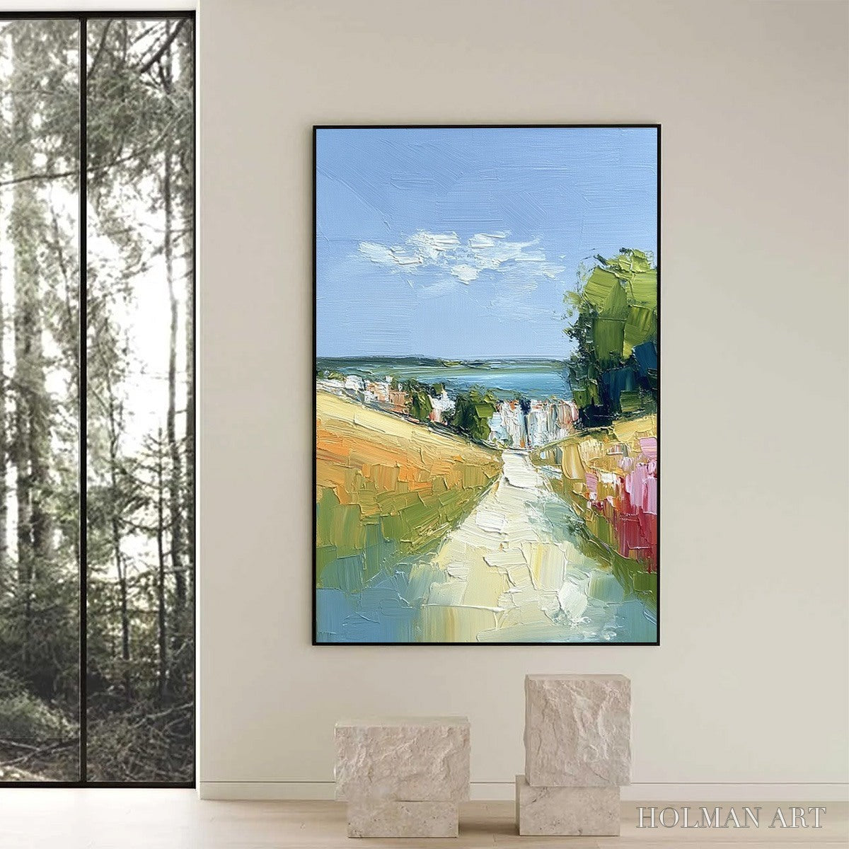 HOLMAN ART Via Al Mare – Textured Impasto Painting of a Coastal Village Path - image 6