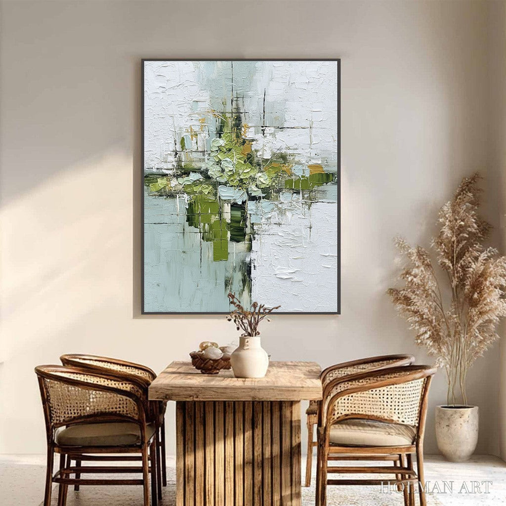 HOLMAN ART Verdant Sanctuary – Heavily Textured Abstract Green and White Painting - image 2