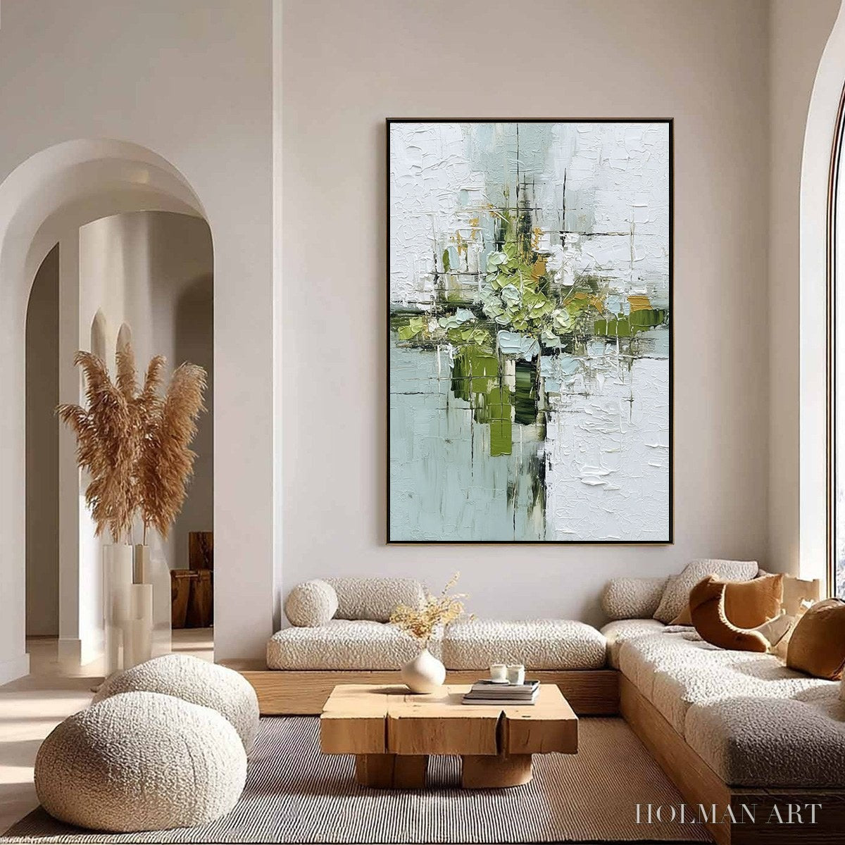 HOLMAN ART Verdant Sanctuary – Heavily Textured Abstract Green and White Painting - image 4