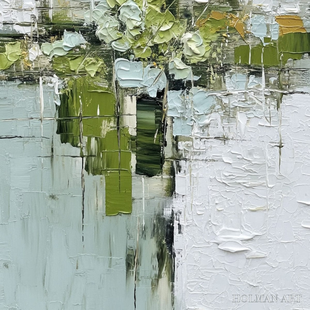 HOLMAN ART Verdant Sanctuary – Heavily Textured Abstract Green and White Painting - image 5