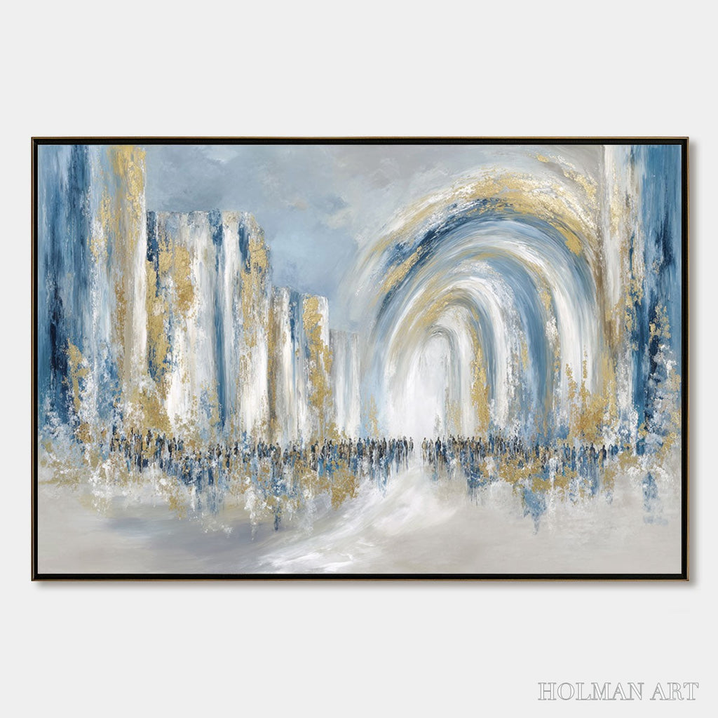 HOLMAN ART Procession – Textured Abstract Painting of a Golden Journey - image 1