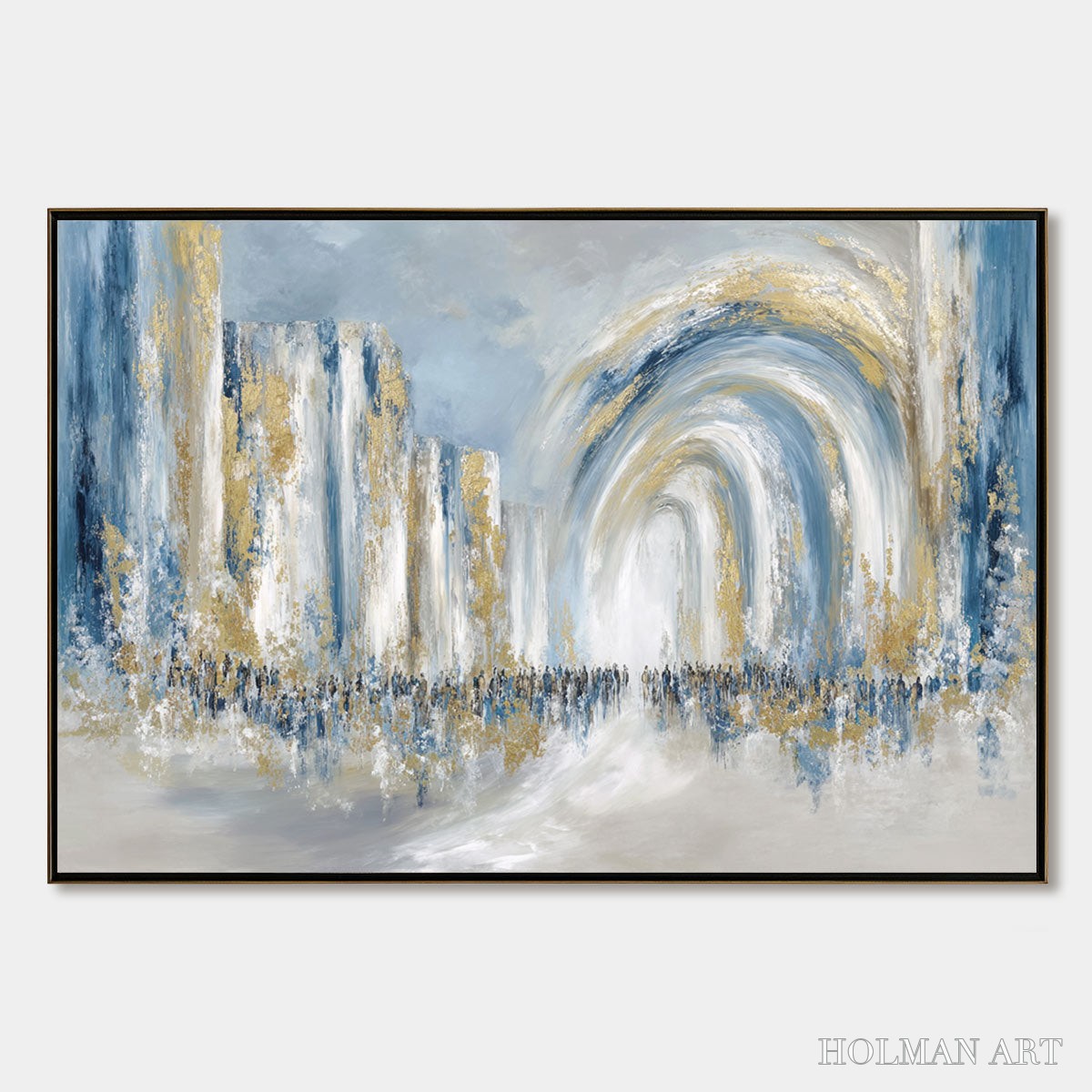 HOLMAN ART Procession – Textured Abstract Painting of a Golden Journey - image 1