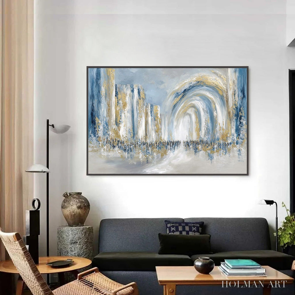 HOLMAN ART Procession – Textured Abstract Painting of a Golden Journey - image 2