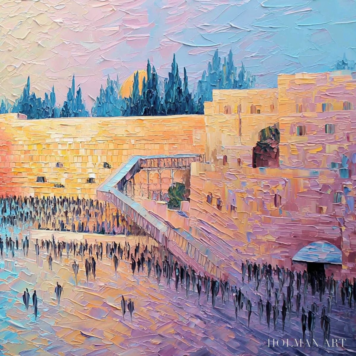 HOLMAN ART Eternal Prayer – Textured Impasto Painting of Jerusalem's Western Wall - image 3