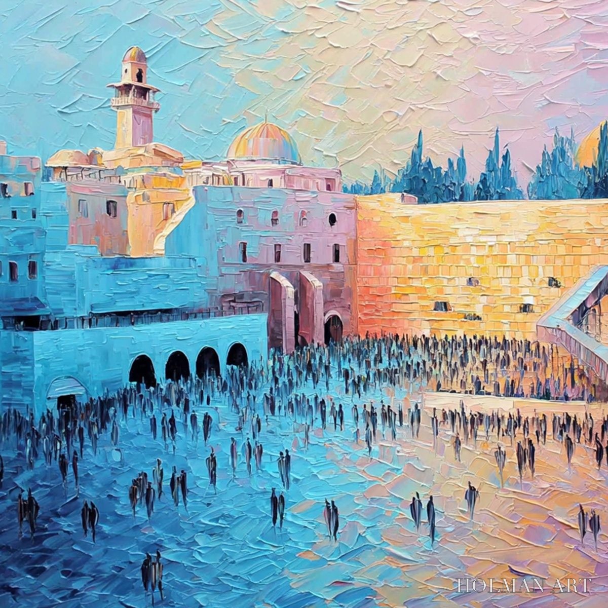 HOLMAN ART Eternal Prayer – Textured Impasto Painting of Jerusalem's Western Wall - image 5