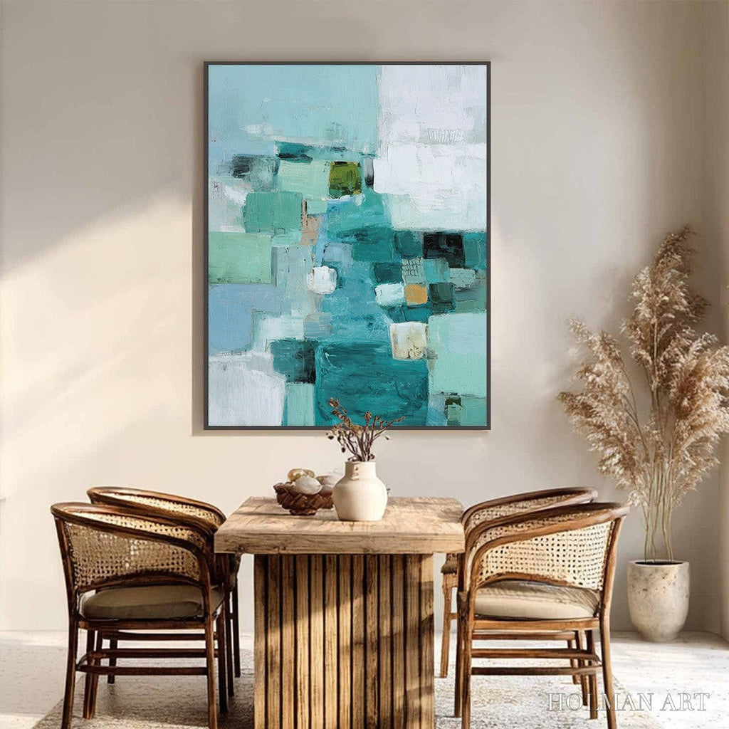 HOLMAN ART Coastal Mosaic – Textured Abstract Painting in Teal and Blue - image 2