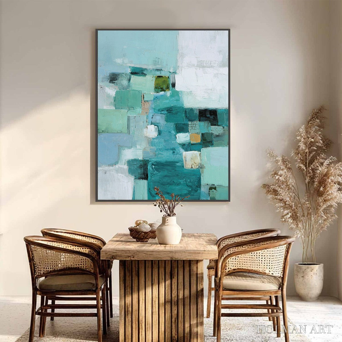 HOLMAN ART Coastal Mosaic – Textured Abstract Painting in Teal and Blue - image 2