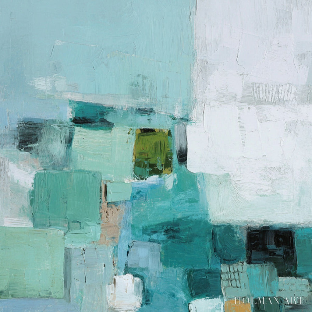 HOLMAN ART Coastal Mosaic – Textured Abstract Painting in Teal and Blue - image 5