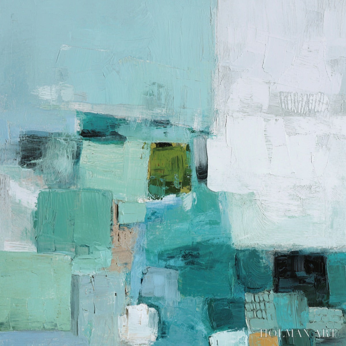 HOLMAN ART Coastal Mosaic – Textured Abstract Painting in Teal and Blue - image 5