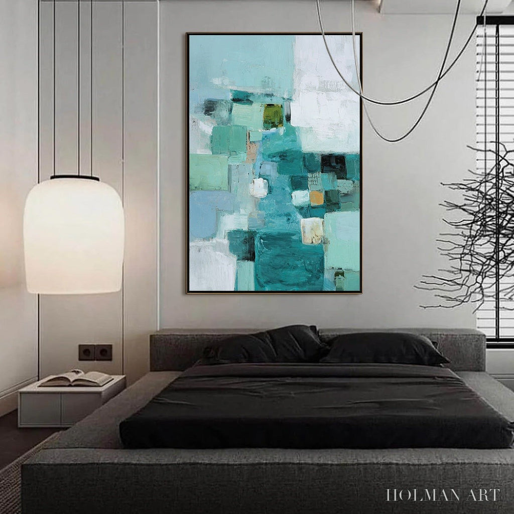 HOLMAN ART Coastal Mosaic – Textured Abstract Painting in Teal and Blue - image 6