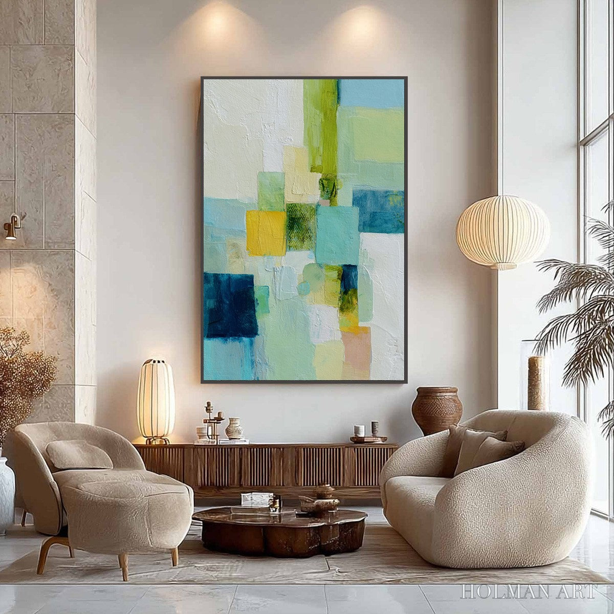 HOLMAN ART Coastal Mosaic – Textured Abstract Color Block Painting - image 4