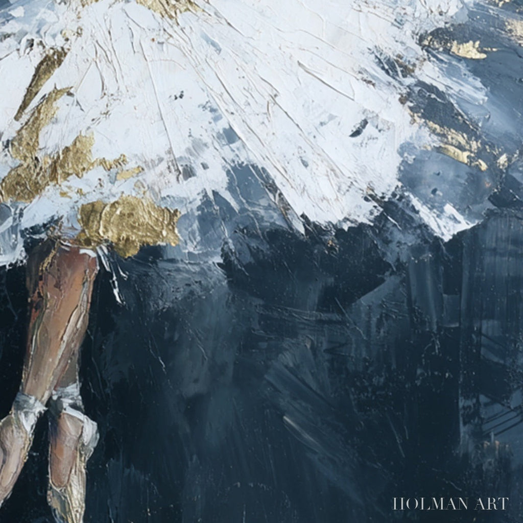 HOLMAN ART Ethereal Poise – Textured Gold Leaf Ballerina Painting - image 5