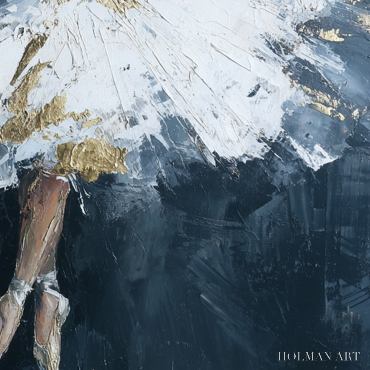HOLMAN ART Ethereal Poise – Textured Gold Leaf Ballerina Painting - image 5