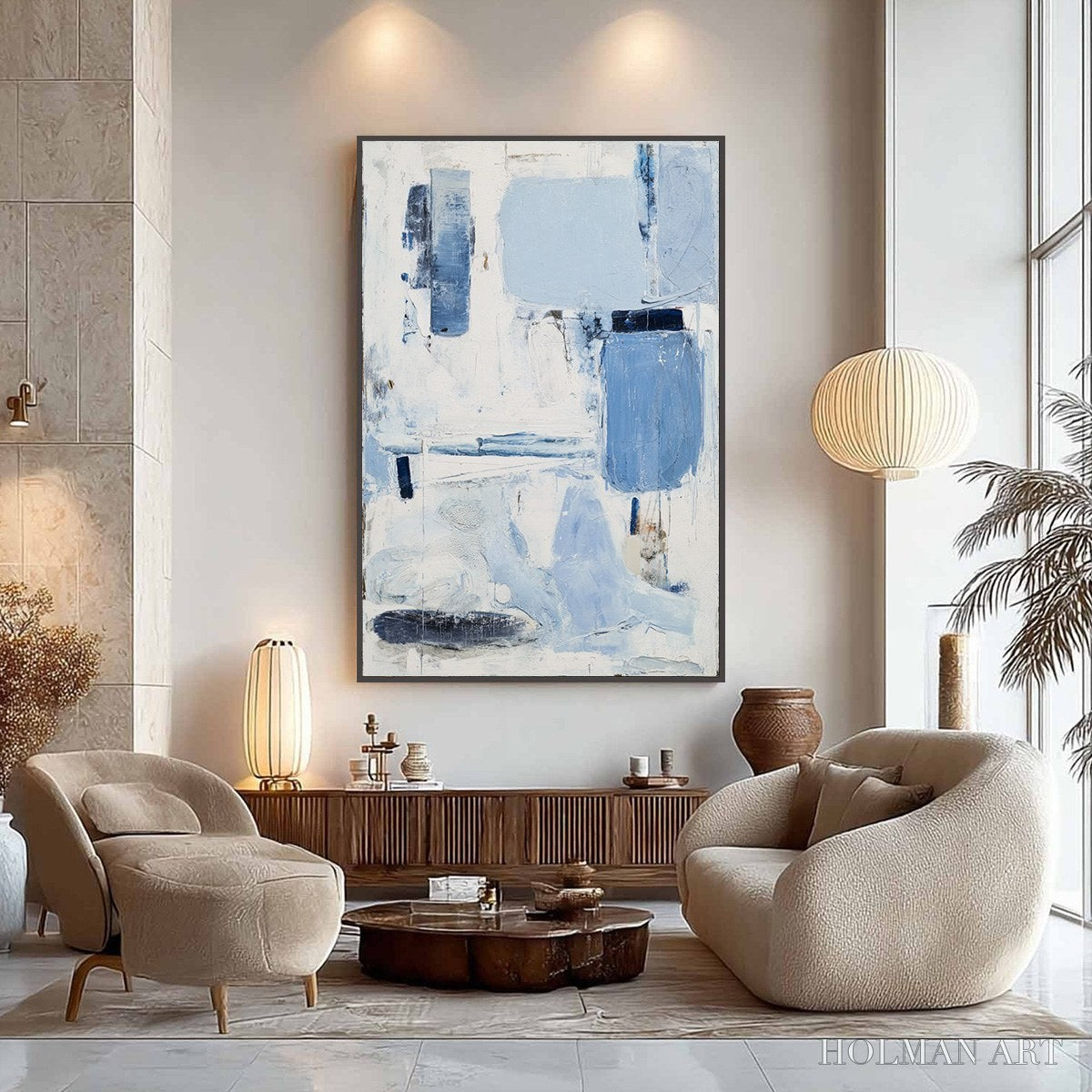 HOLMAN ART Aegean Deconstruct – Textured Blue and White Abstract Painting - image 6