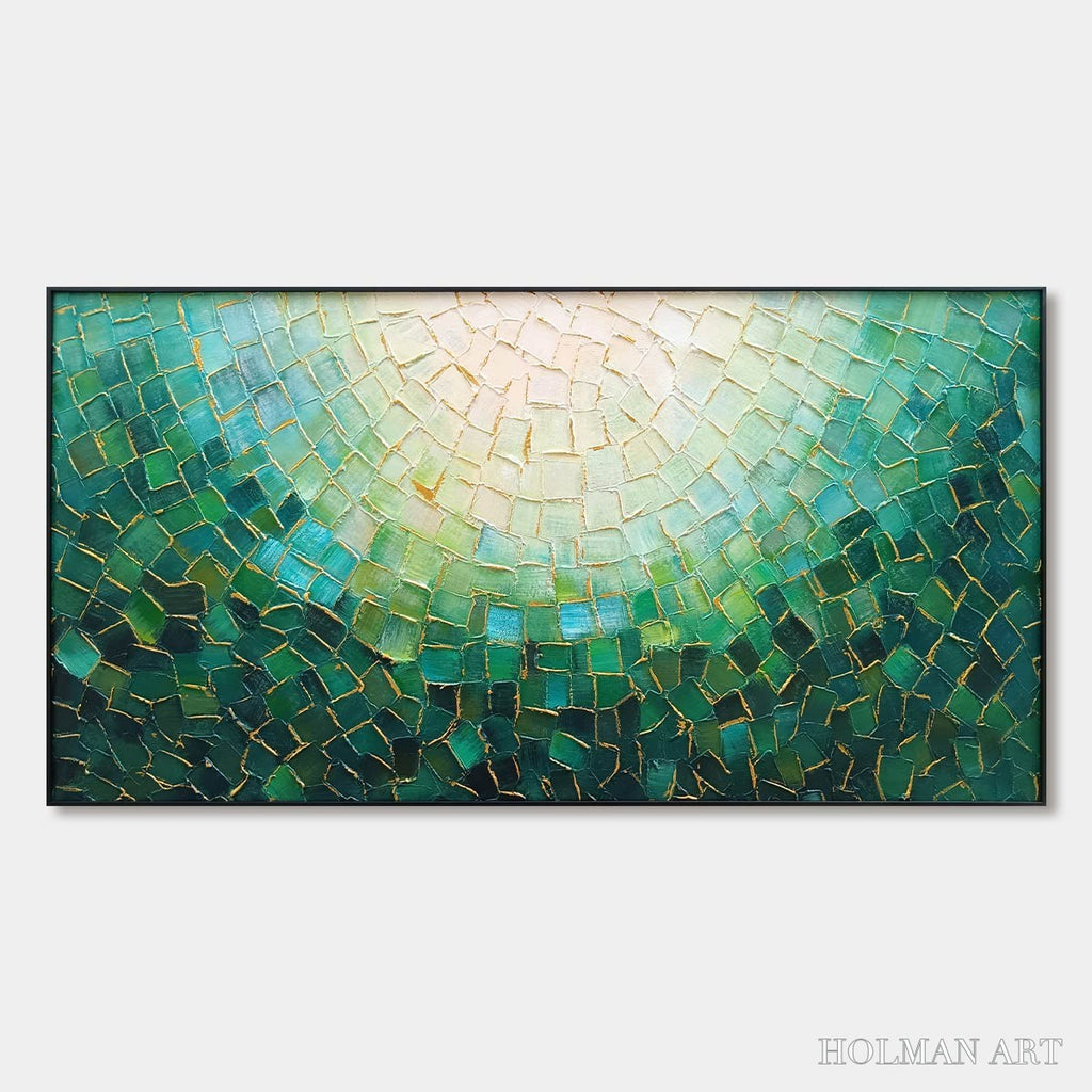 HOLMAN ART Ready to Ship | Emerald Mosaic | 24''X48'' | 60x120cm | Black Frame - image 2