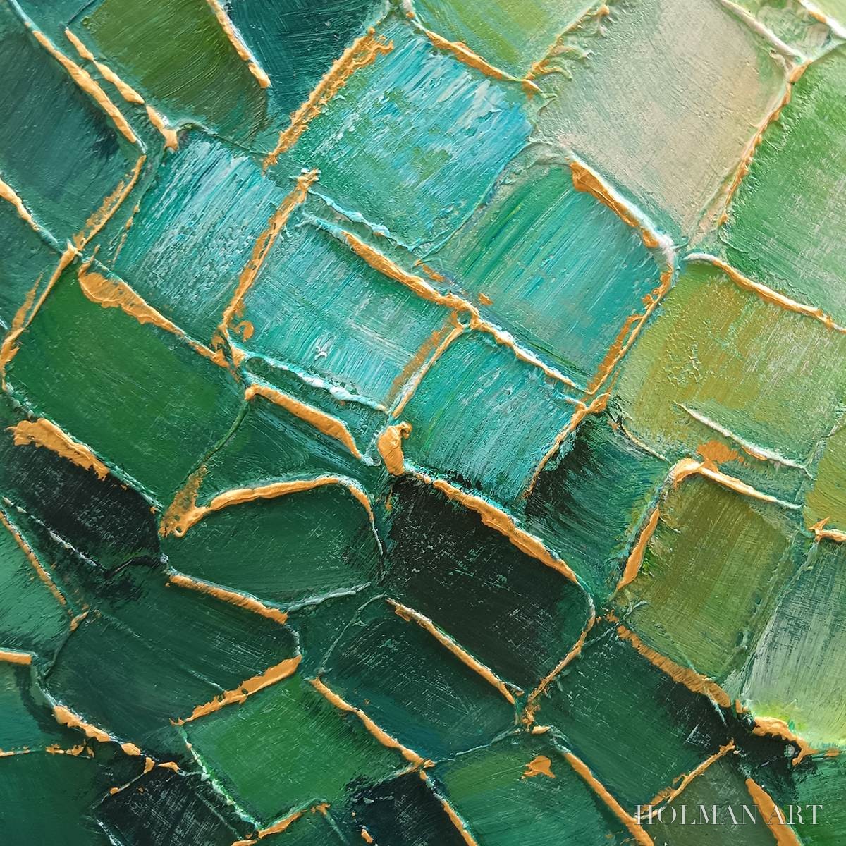 HOLMAN ART Ready to Ship | Emerald Mosaic | 24''X48'' | 60x120cm | Black Frame - image 3