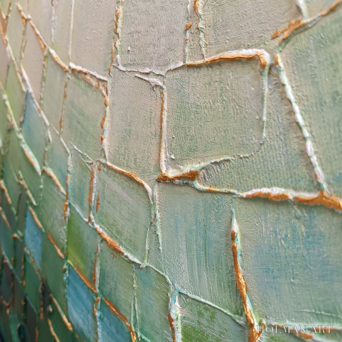HOLMAN ART Ready to Ship | Emerald Mosaic | 24''X48'' | 60x120cm | Black Frame - image 4
