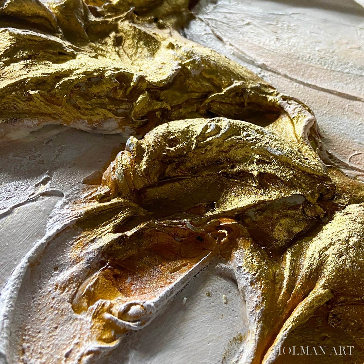 HOLMAN ART Ready to Ship | Jade Aurora – Abstract Gold-Green Impasto Oil Painting - image 4
