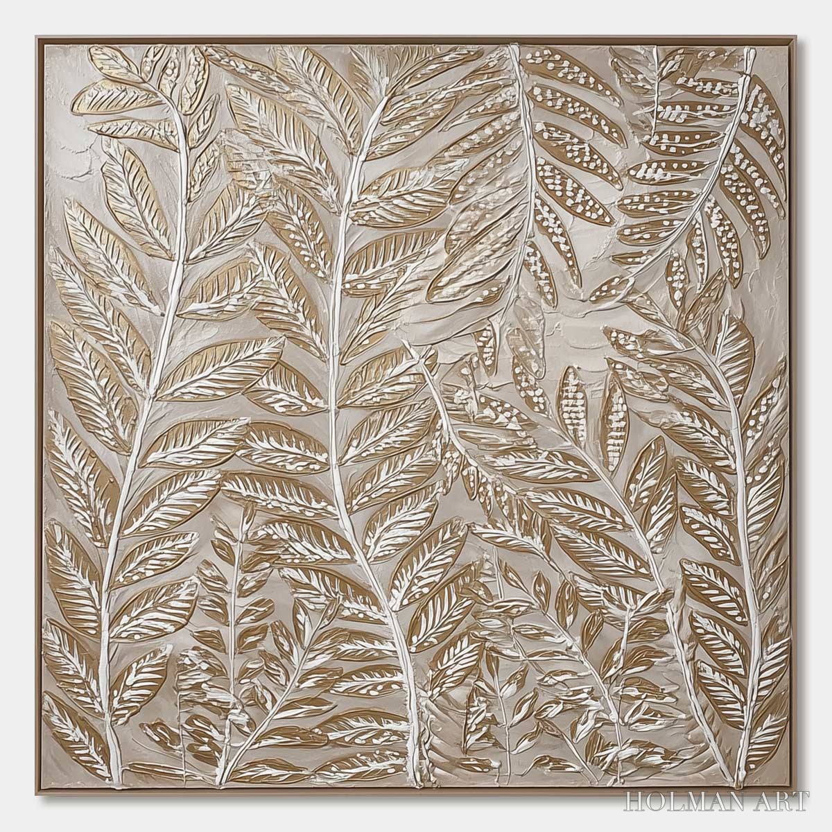 HOLMAN ART Golden Botanicals – Textured Metallic Gold Leaf Oil Painting - image 1