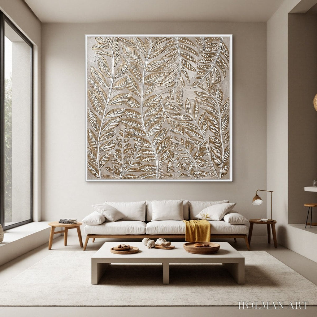 HOLMAN ART Golden Botanicals – Textured Metallic Gold Leaf Oil Painting - image 4