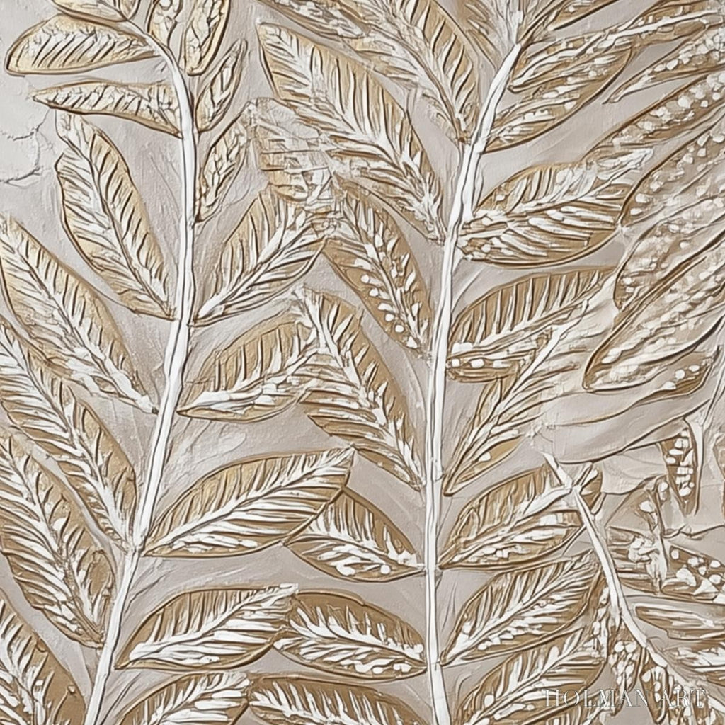 HOLMAN ART Golden Botanicals – Textured Metallic Gold Leaf Oil Painting - image 6