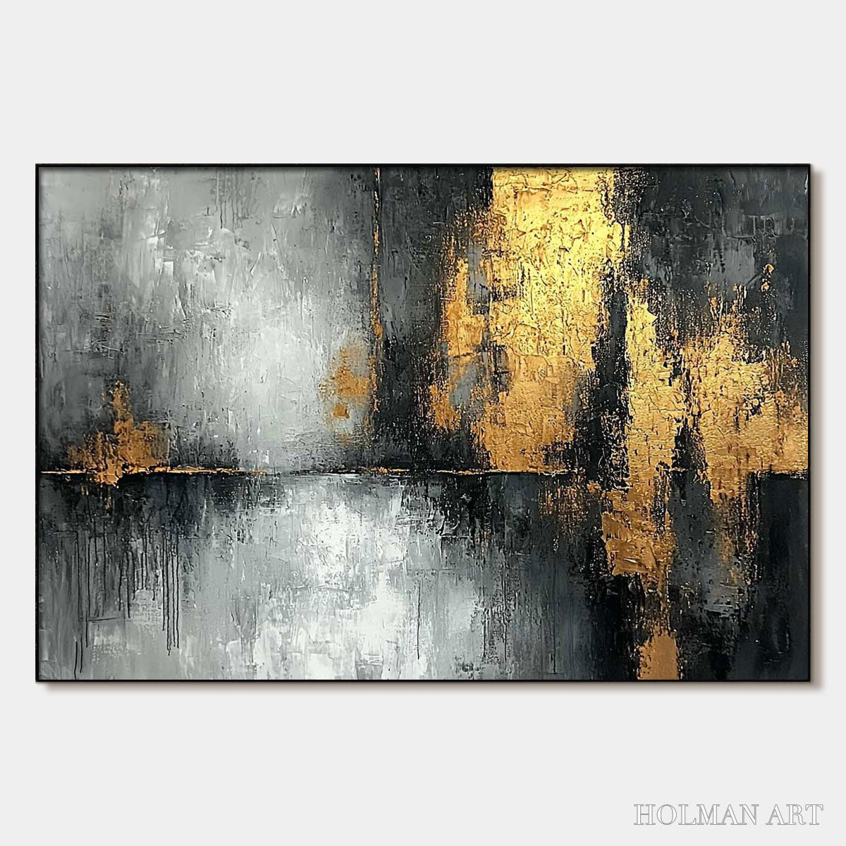 HOLMAN ART Golden Embrace – Textured Abstract Oil Painting - image 1