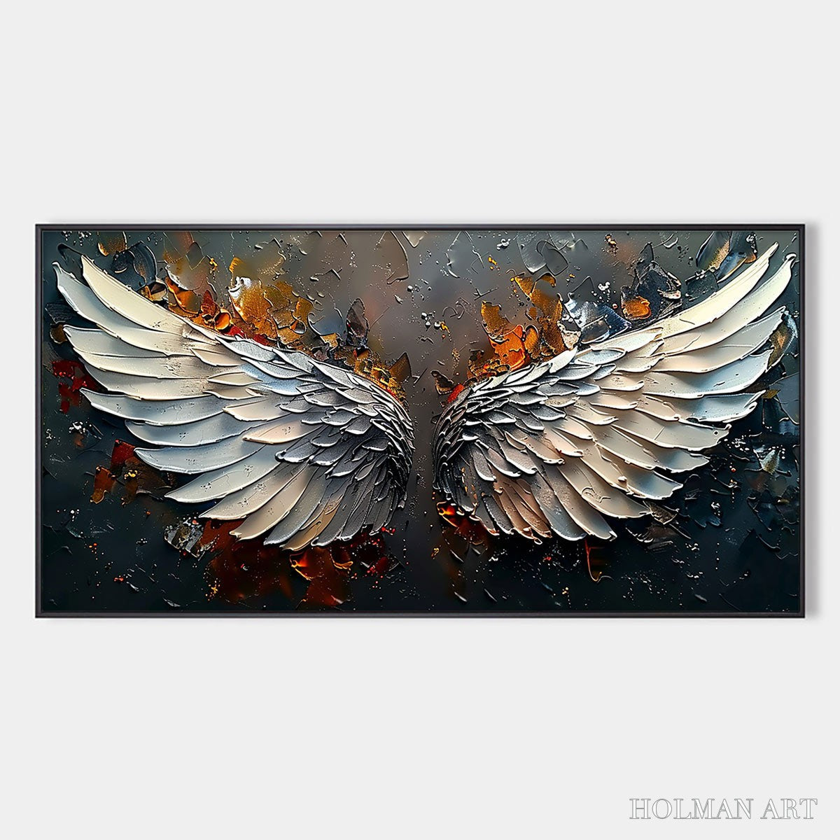 HOLMAN ART Angelic Wings – Textured Symbolic Oil Painting - image 1