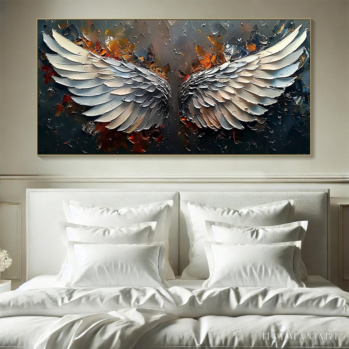 HOLMAN ART Angelic Wings – Textured Symbolic Oil Painting - image 2