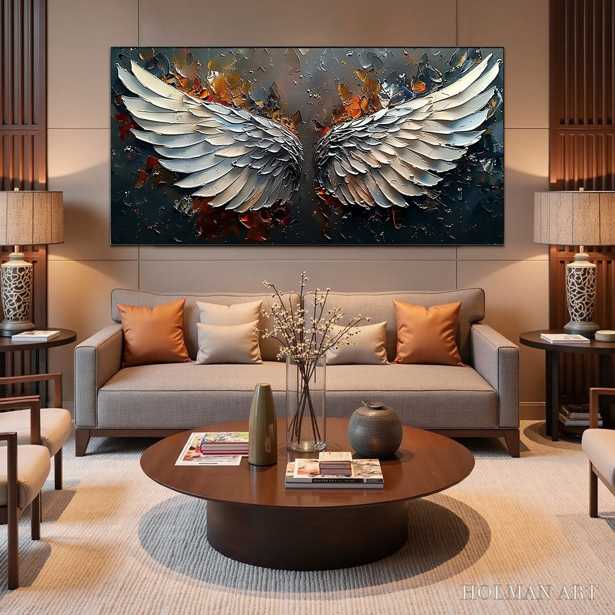 HOLMAN ART Angelic Wings – Textured Symbolic Oil Painting - image 5