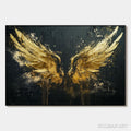 HOLMAN ART Golden Ascension – Textured Gold Wings Oil Painting on Black Canvas - image 1