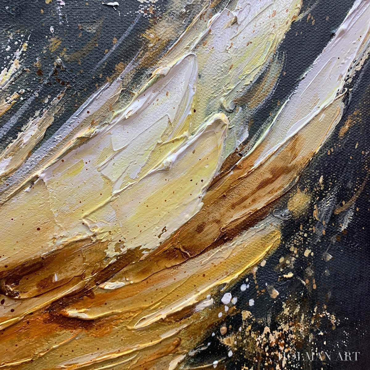 HOLMAN ART Golden Ascension – Textured Gold Wings Oil Painting on Black Canvas - image 6