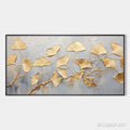 HOLMAN ART Golden Whispers – Textured Ginkgo Leaf Oil Painting in Gold - image 1