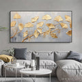 HOLMAN ART Golden Whispers – Textured Ginkgo Leaf Oil Painting in Gold - image 2