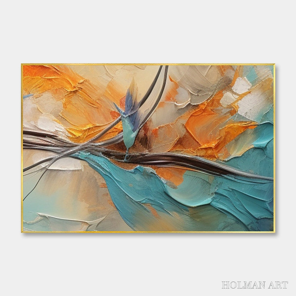 HOLMAN ART Azure Flight – Textured Abstract Oil Painting with Birds in Flight - image 1