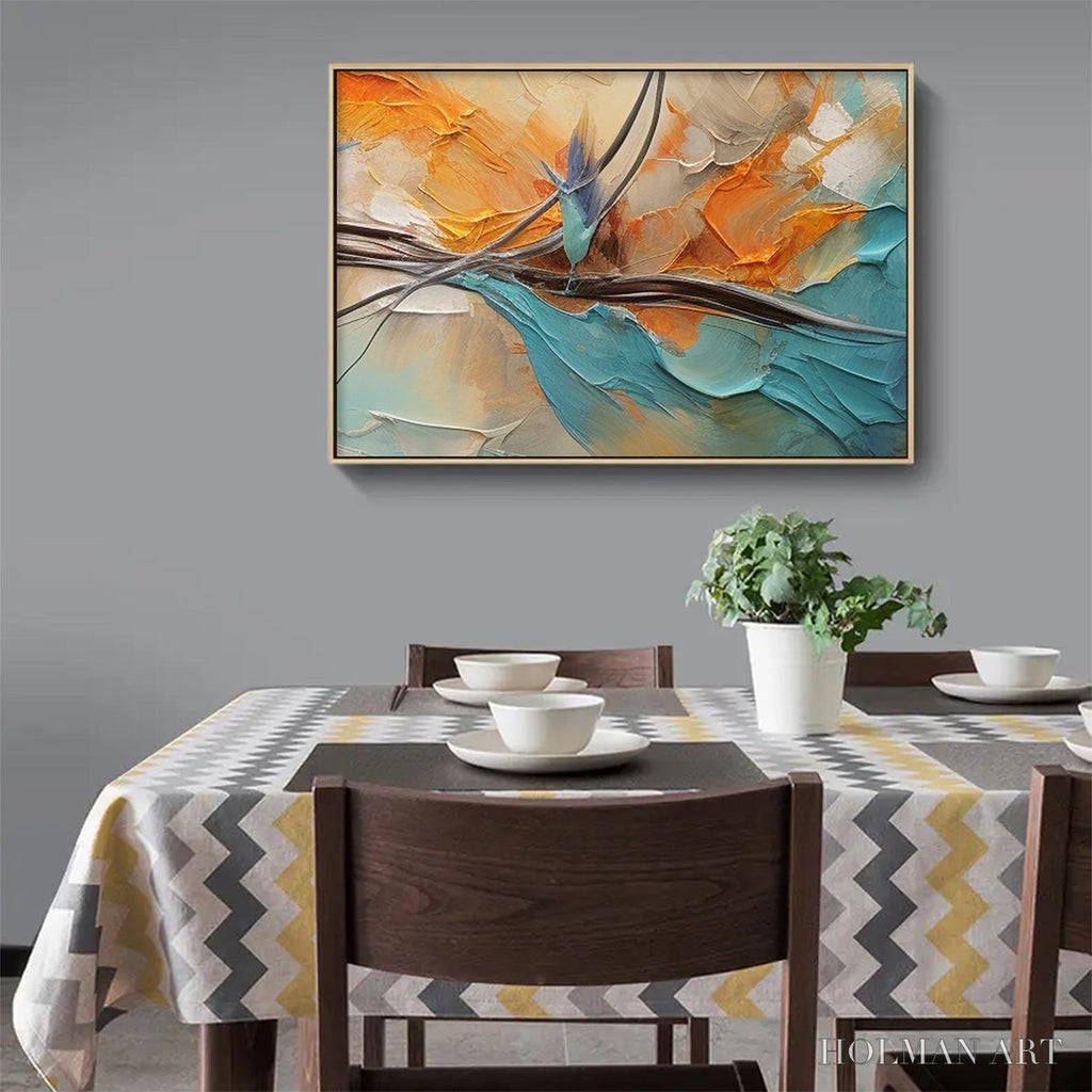HOLMAN ART Azure Flight – Textured Abstract Oil Painting with Birds in Flight - image 2