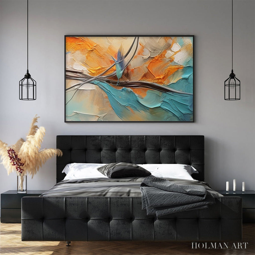 HOLMAN ART Azure Flight – Textured Abstract Oil Painting with Birds in Flight - image 6