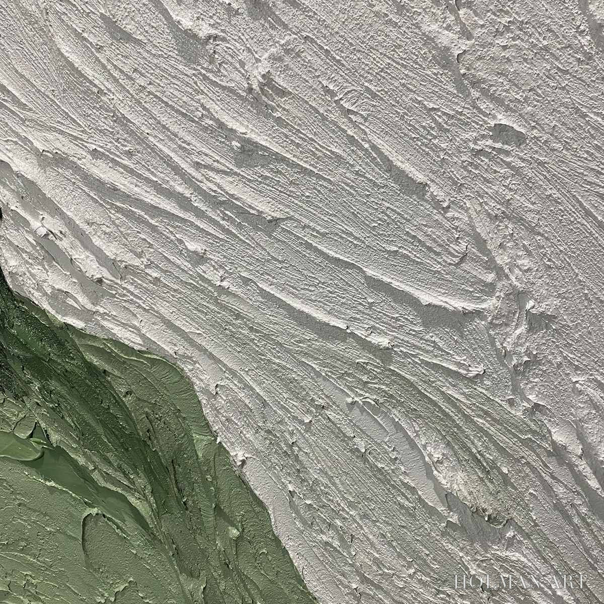 HOLMAN ART Emerald Flow – Textured Abstract Green and White Oil Painting - image 3