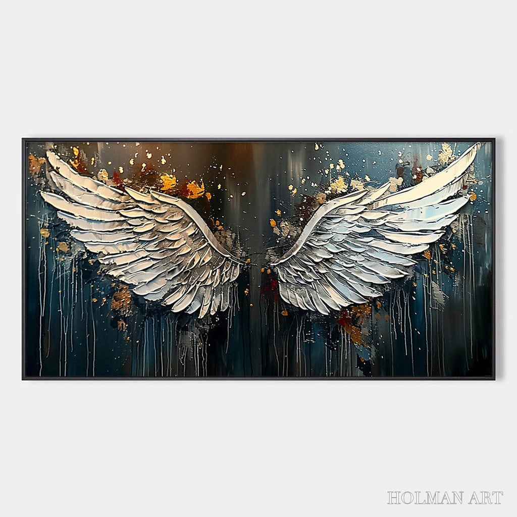 HOLMAN ART Wings of Hope – Textured Abstract Angel Wings Oil Painting - image 1