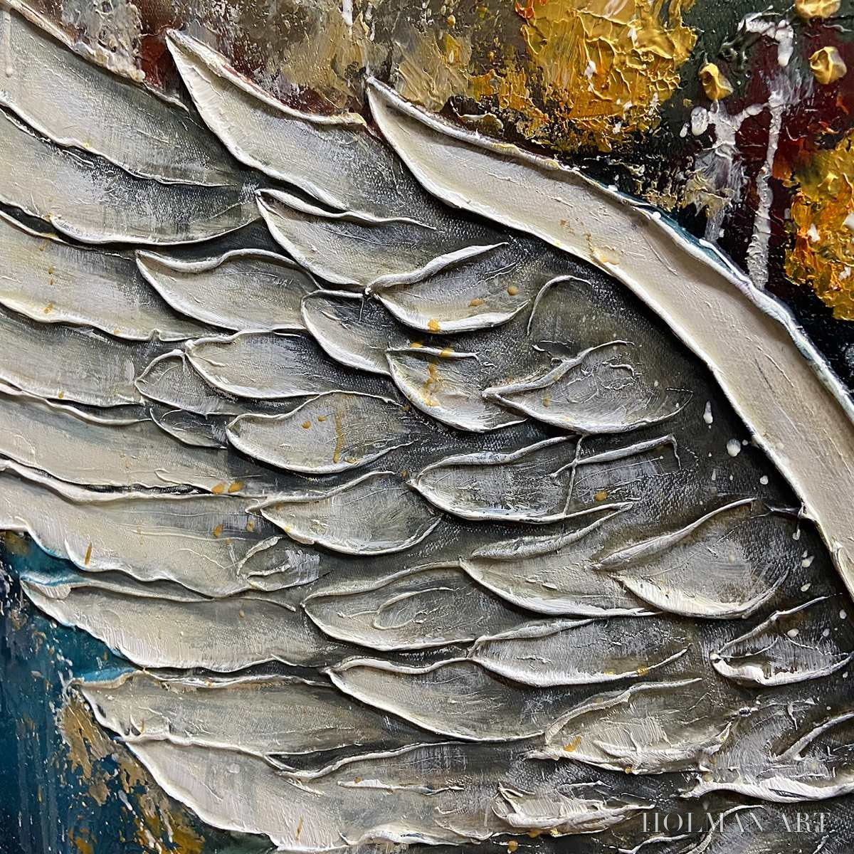 HOLMAN ART Wings of Hope – Textured Abstract Angel Wings Oil Painting - image 3