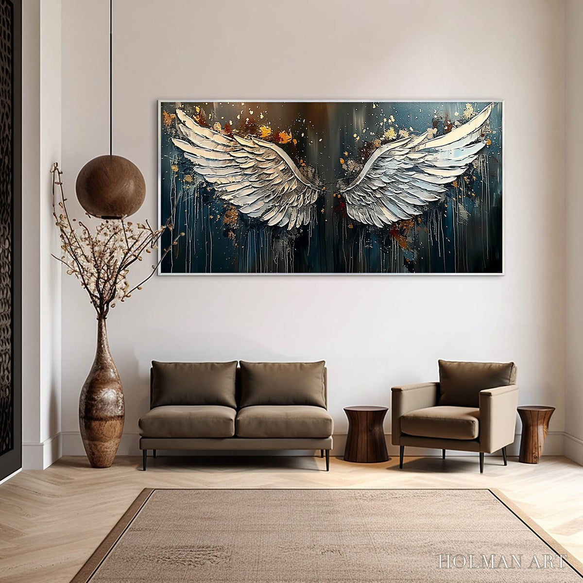 HOLMAN ART Wings of Hope – Textured Abstract Angel Wings Oil Painting - image 5