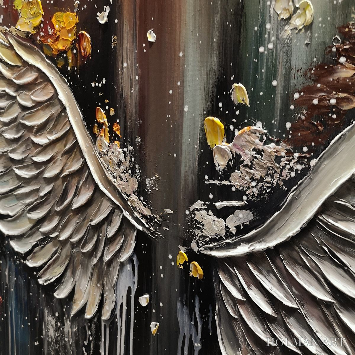 HOLMAN ART Wings of Hope – Textured Abstract Angel Wings Oil Painting - image 6