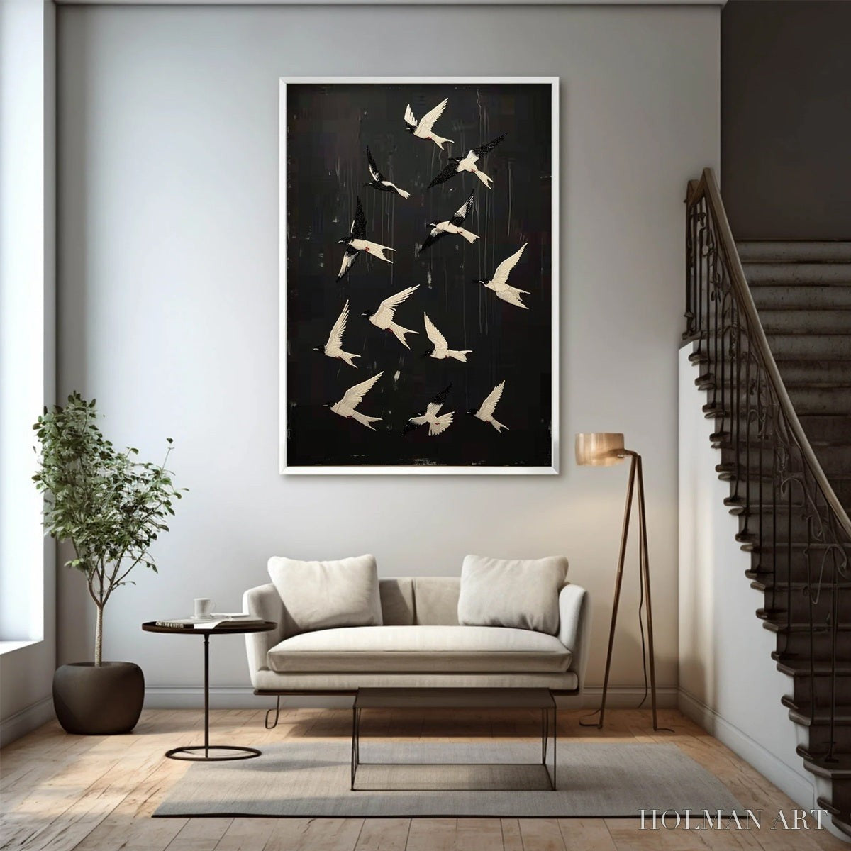HOLMAN ART Ascension – Beaded Birds on Textured Canvas - image 4