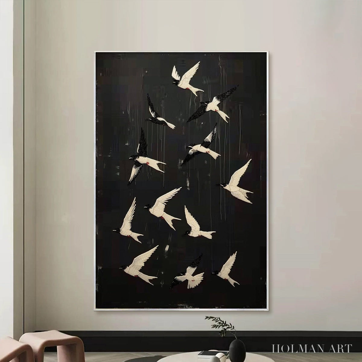 HOLMAN ART Ascension – Beaded Birds on Textured Canvas - image 6