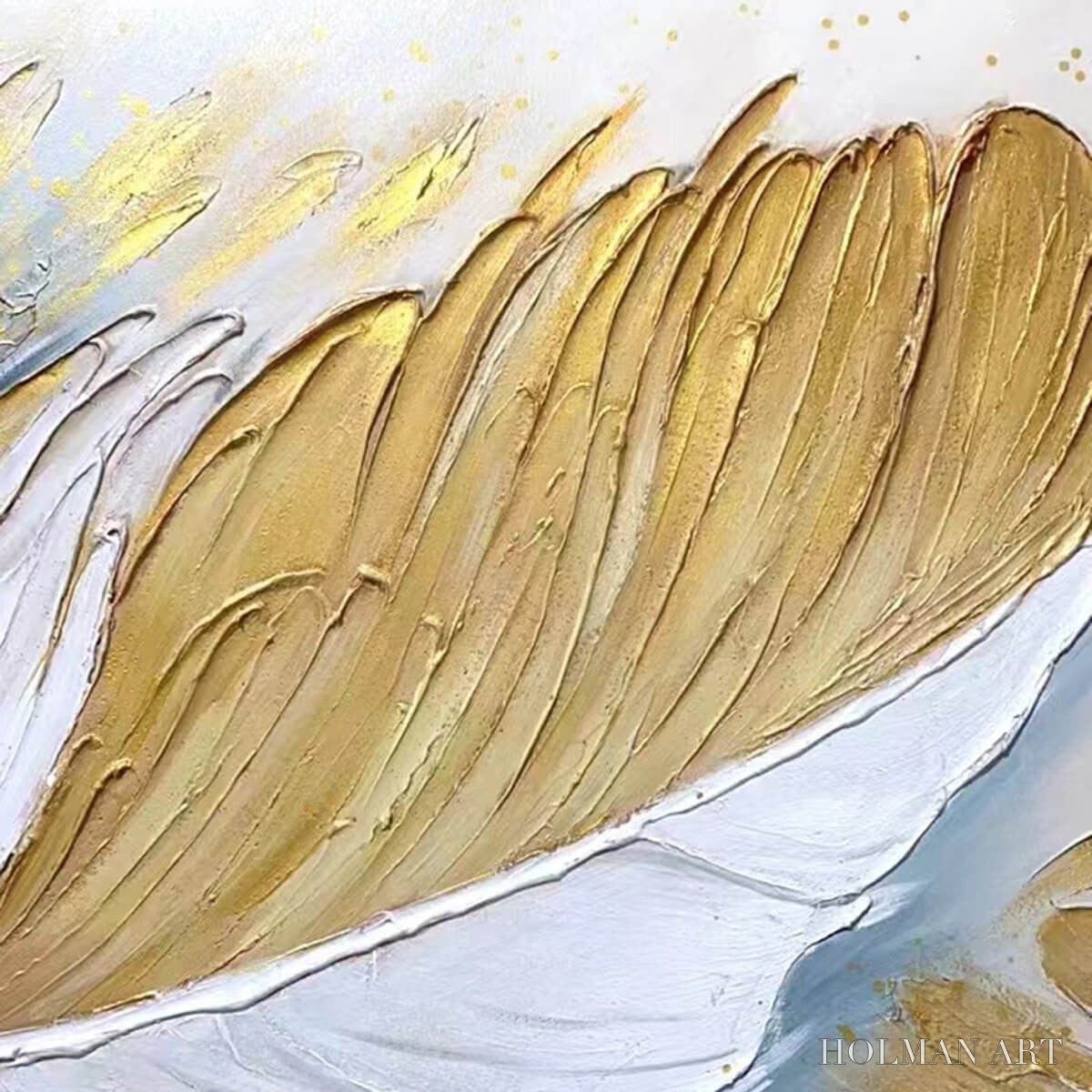 HOLMAN ART Gilded Plume – Textured Feather Oil Painting Canvas - image 5