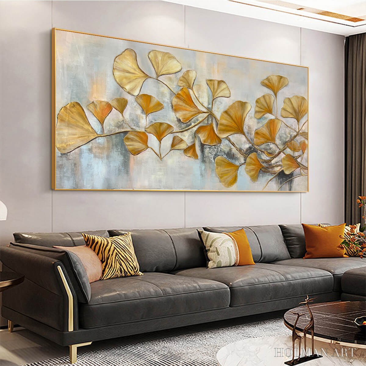 HOLMAN ART Golden Ginkgo – Textured Gold Leaf Oil Painting on Canvas - image 6