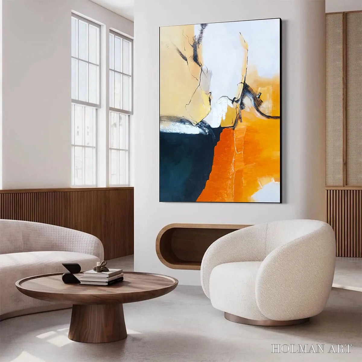 HOLMAN ART Ochre Flow – Abstract Oil Painting on Canvas - image 4