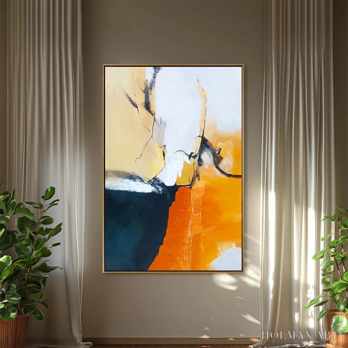 HOLMAN ART Ochre Flow – Abstract Oil Painting on Canvas - image 6